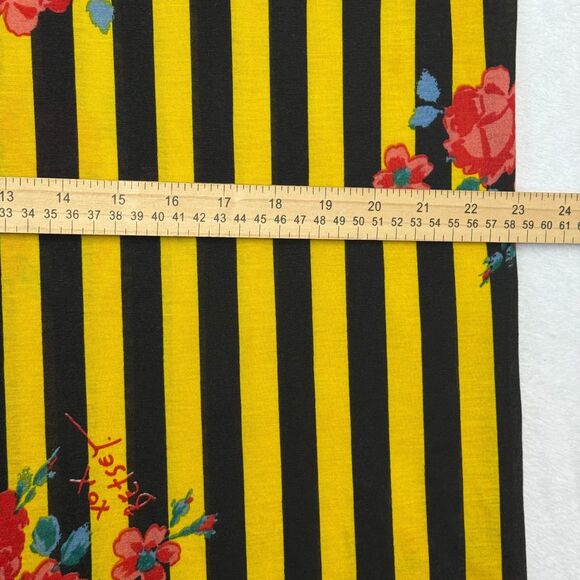 Betsey Johnson Infinity Scarf Yellow & Black Stripes with Red Flowers - Picture 9 of 10